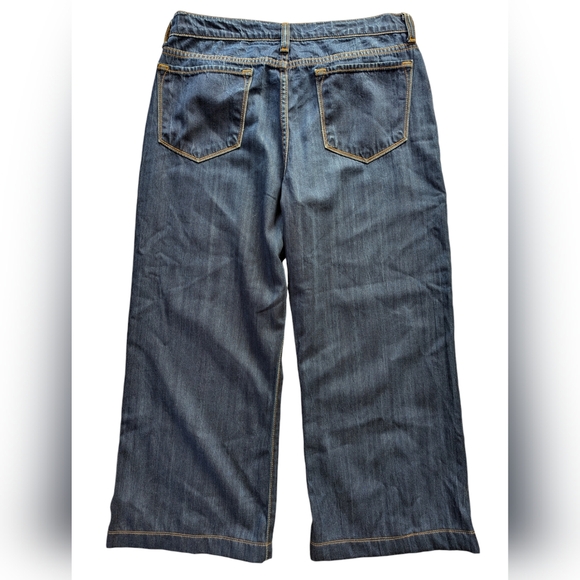 J BRAND blue denim jeans wide leg culotte crop length Sz 30 cut#839 unique style - Picture 2 of 11